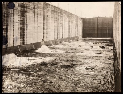 View of a Lock During the Construction of the Panama Canal by Byron Company